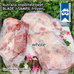 Beef BLADE Australia frozen daging sapi sampil CUBED-DADU RENDANG / CURRY BITE-SIZE 2cm 5/8" (price/pack 600g +/-50pcs) any brand in stock; GBP, WMPG, RALPHS or AMH